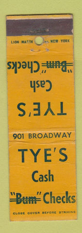 Matchbook Cover - Tye's Liquor? Bar? Check Cashing New York City?