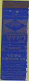 Matchbook Cover - Vienna Finance CO loans Vienna WV WORN SAMPLE