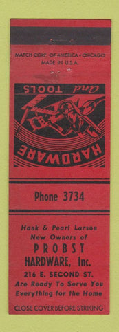 Matchbook Cover - Probst Hardware low phone #