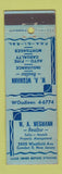 Matchbook Cover - WA Wegmann Real Estate Camden NJ insurance