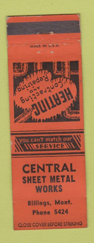 Matchbook Cover - Central Sheet Mteal Works Billings MT low phone #