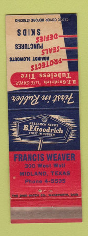 Matchbook Cover - BF Goodrich Tires Francis Weaver Midland TX WEAR