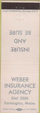Matchbook Cover - Weber Insurance Agency Farmington ME