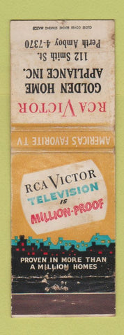 Matchbook Cover - RCA Victor TV Perth Amboy NJ Golden Home WORN