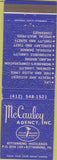 Matchbook Cover - McCauley Insurance Agency Kittanning PA