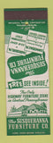 Matchbook Cover - Sesquehanna Furniture Company Harrisburg Summerdale PA