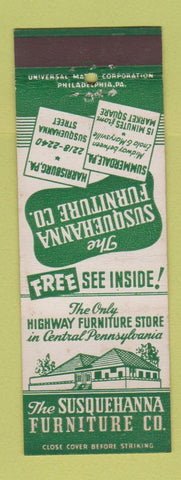 Matchbook Cover - Sesquehanna Furniture Company Harrisburg Summerdale PA