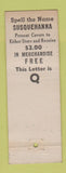 Matchbook Cover - Sesquehanna Furniture Company Harrisburg Summerdale PA