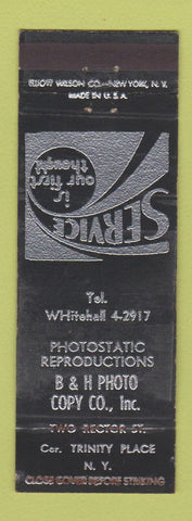 Matchbook Cover - Photostatic Reproductions B&H Photo New York City WORN