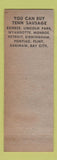 Matchbook Cover - Tenn Sausage Ecorse MI Corn Meal