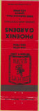 Matchbook Cover - Phoenix Gardens bowling Ignacio CA