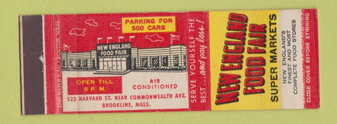 Matchbook Cover - New England Food Market Grocery Brookline MA