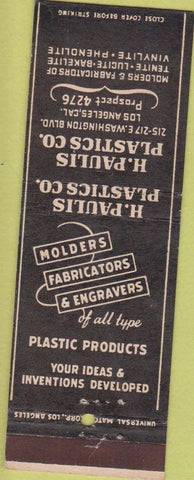 Matchbook Cover - H Paulis Plastics Co Los Angeles CA