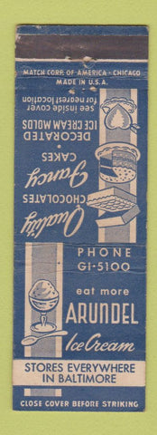 Matchbook Cover - Arundel Ice Cream Baltimore MD cakes chocolates WEAR