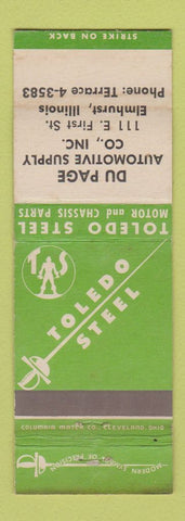 Matchbook Cover - Toledo Steel Motor Chassis Parts Elmhurst IL WEAR