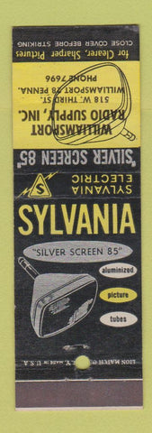 Matchbook Cover - Sylvania TV Williamsport Radio Supply PA