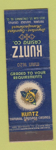 Matchbook Cover - Kuntz Casing Sausage Cincinnati OH feature