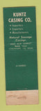 Matchbook Cover - Kuntz Casing Sausage Cincinnati OH feature