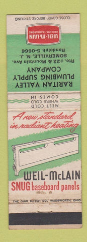 Matchbook Cover - Weil McLAin Baseboard Raritan Plumbing Somerville NJ WEAR