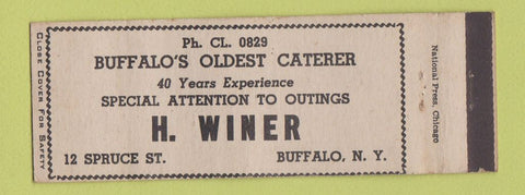 Matchbook Cover - H Winer Catering Buffalo NY Full Length