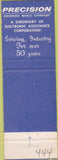 Matchbook Cover - Precision Grinding Wheel Co Philadelphia PA
