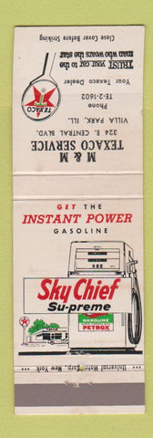 Matchbook Cover - M&M Texaco oil gas Villa Park IL Sky Chief Supreme