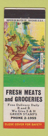 Matchbook Cover - Fresh Meats Grocery S&H Green Stamps