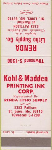 Matchbook Cover - Renda Litho Supply St Louis MO