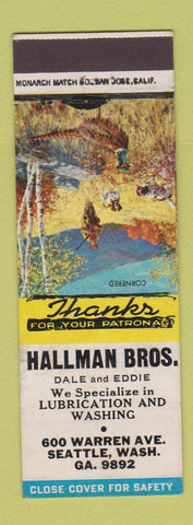 Matchbook Cover - Hallman Bros Seattle WA oil changes car wash