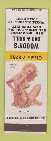 Matchbook Cover - Woody's Bar Grill New York City pinup