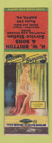 Matchbook Cover - HW Britton Service oil gas Auto Body Barto PA pinup