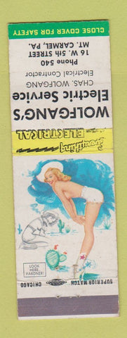 Matchbook Cover - Wolfgang's Electric Mount Carmel PA pinup Marilyn Monroe