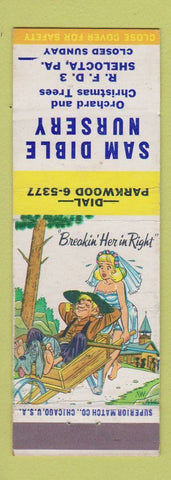 Matchbook Cover - Sam Dible Nursery Shelocta PA hillbilly wedding