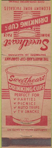 Matchbook Cover - Sweetheart Drinking Cups paper WEAR