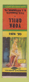 Matchbook Cover - York Grill Pittsburgh PA pinup
