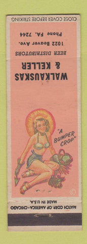 Matchbook Cover - Walkauskas & Keller Beer Distributors Pittsburgh PA