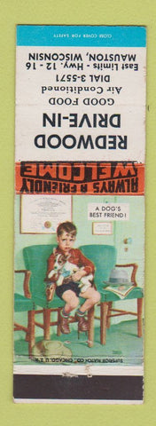 Matchbook Cover - Redwood Drive In Restaurant Wauston WI