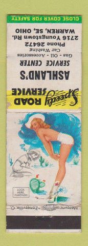 Matchbook Cover - Ashland's oil gas Warren OH pinup Marilyn Monroe WEAR