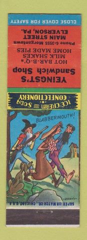 Matchbook Cover - Yeingst's Sandwich Shop Elverson PA hillbilly