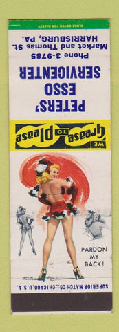 Matchbook Cover - Peters' Esso oil gas Harrisburg PA pinup