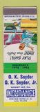 Matchbook Cover - OK Snyder Insurance Mount Joy PA