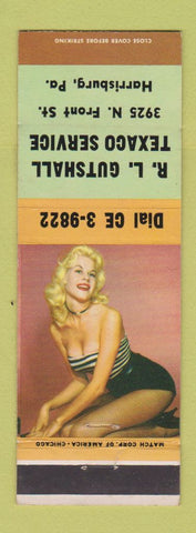 Matchbook Cover - RL Guttershall Texaco oil gas service Harrisburg PA pinup