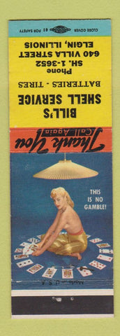Matchbook Cover - Bill's Shell oil gas Elgin IL pinup