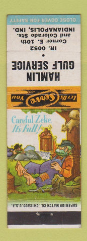 Matchbook Cover Hamlin Gulf oil gas Indianapolis IN hillbilly shooting squirrel