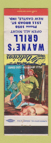 Matchbook Cover - Wayne's Grill New Castle IN hillbilly guard pig