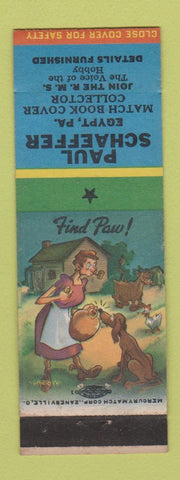 Matchbook Cover - Paul Schaefer Match Collector Egypt PA Find Paw
