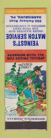 Matchbook Cover - Yeingst's Match Service Harrisburg PA hillbilly No Fishin