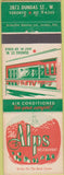 Matchbook Cover - Alps Restaurant Toronto ON