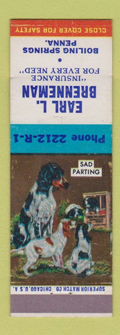 Matchbook Cover - Earl Brenneman Insurance Boiling Springs PA Sad Parting