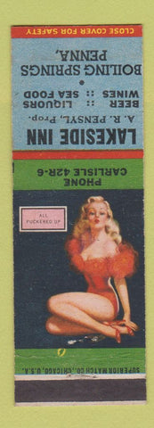 Matchbook Cover - Lakeside Inn Boiling Springs PA pinup Puckered Up